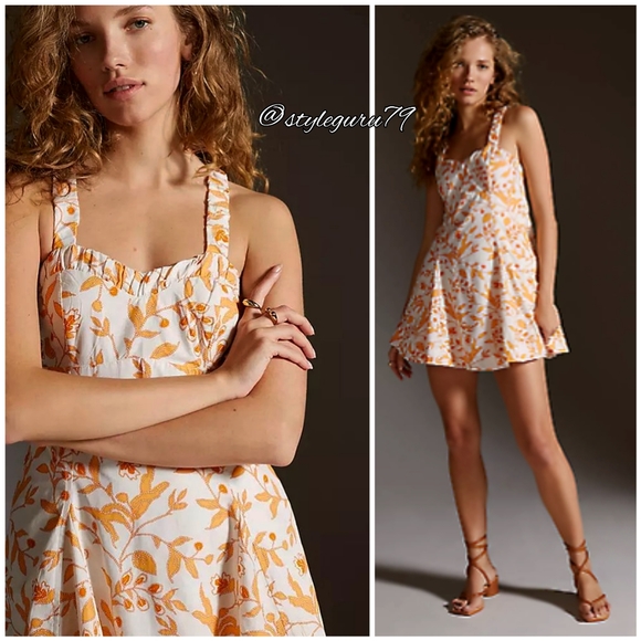 Anthropologie Dresses & Skirts - NWT, Anthropologie MAEVE SWEETHEART CROSS BACK MINI DRESS in Yellow Floral Motif